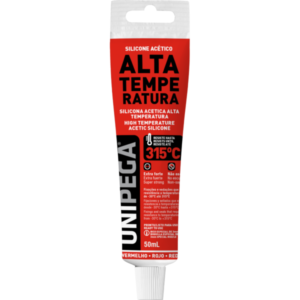 Silicona Acética Alta Temperatura Roja 50ml-unipega