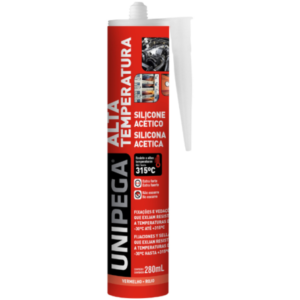 Silicona Acética Alta Temperatura 280ml Rojo-unipega